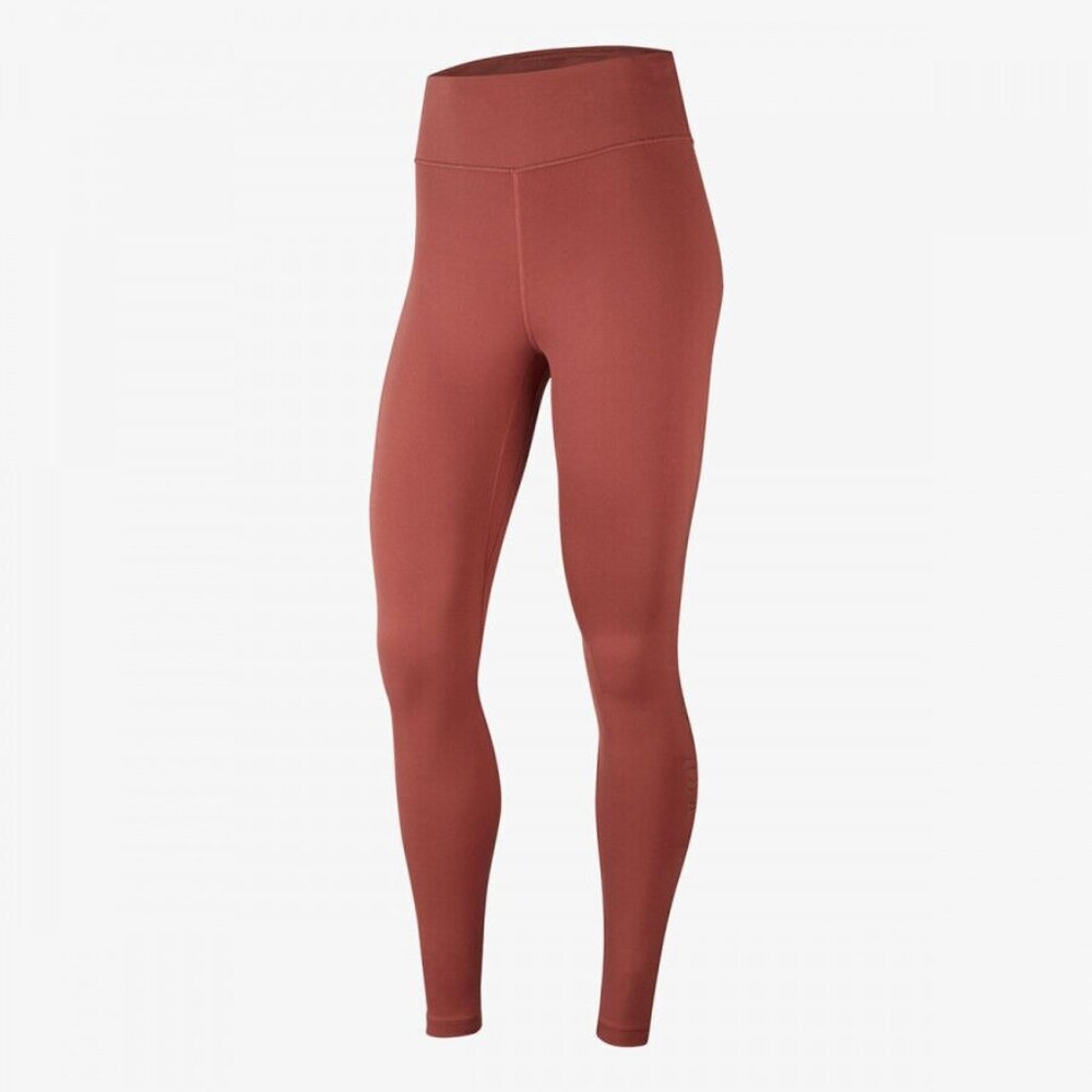 Nike Women's Dri-Fit Swoosh Icon Clash Gym Workout Mid Rise Red Leggings Pants
